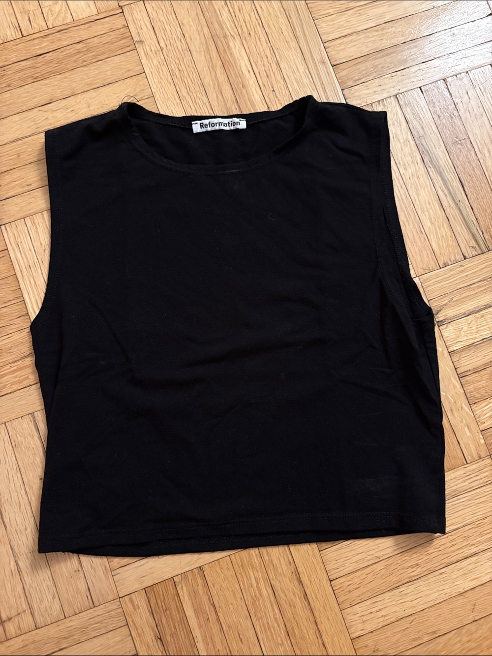 Reformation Black Crewneck Crop Tank